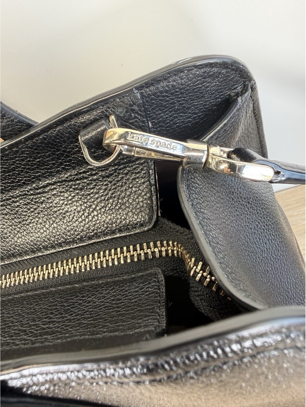 Kate Spade New York Women Medium Black Pebbled Leather Rowe Top Zip Satchel Bag - Picture 9 of 9